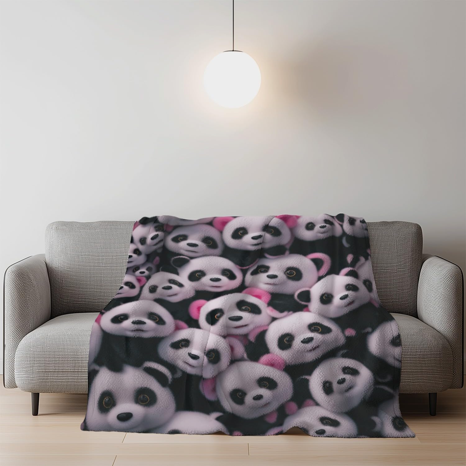 Couverture Polaire en Flanelle Douce comme un Nuage | Plaid Apaisant Lit Rose Noir Panda
