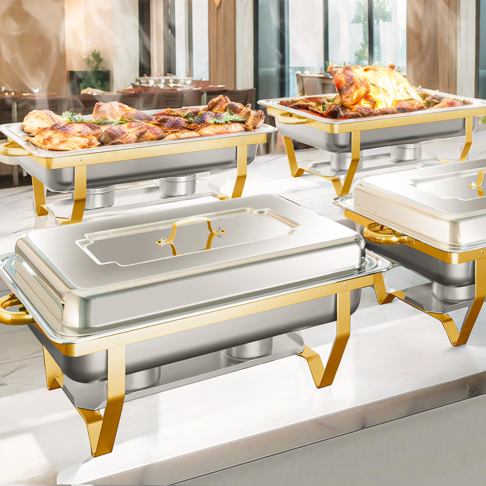 4 Stück Chafing Dishes für Buffet 8QT Chafing Dish Buffet Set