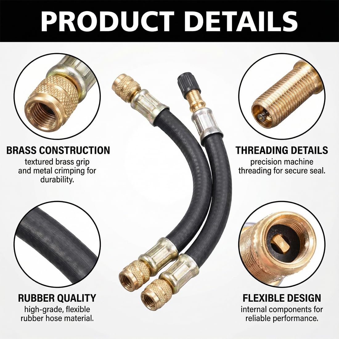 2 PCS Prolunghe Flessibili per Valvole Pneumatici, Prolunga Valvola con Cappuccio Protettivo, Adattatore per Valvole, Estensione Valvola per Auto, Scooter, Bicicletta (100mm)