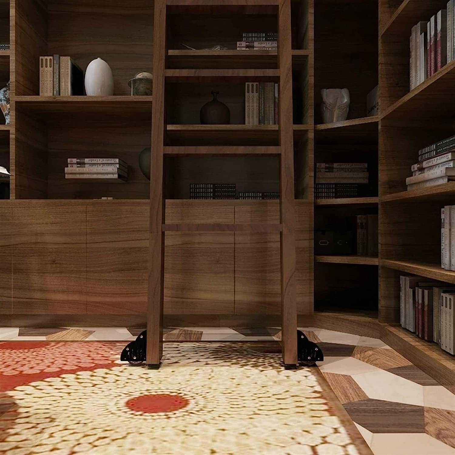 Rolling Ladder Hardware Library - Sliding Barn Door Hardware Kit, Rolling Ladder Hardware Library Sliding Ladder Hardware Kit, Mobile Ladder Track for Library/Loft/Home/I,244cm(8 Ft) Track Kit