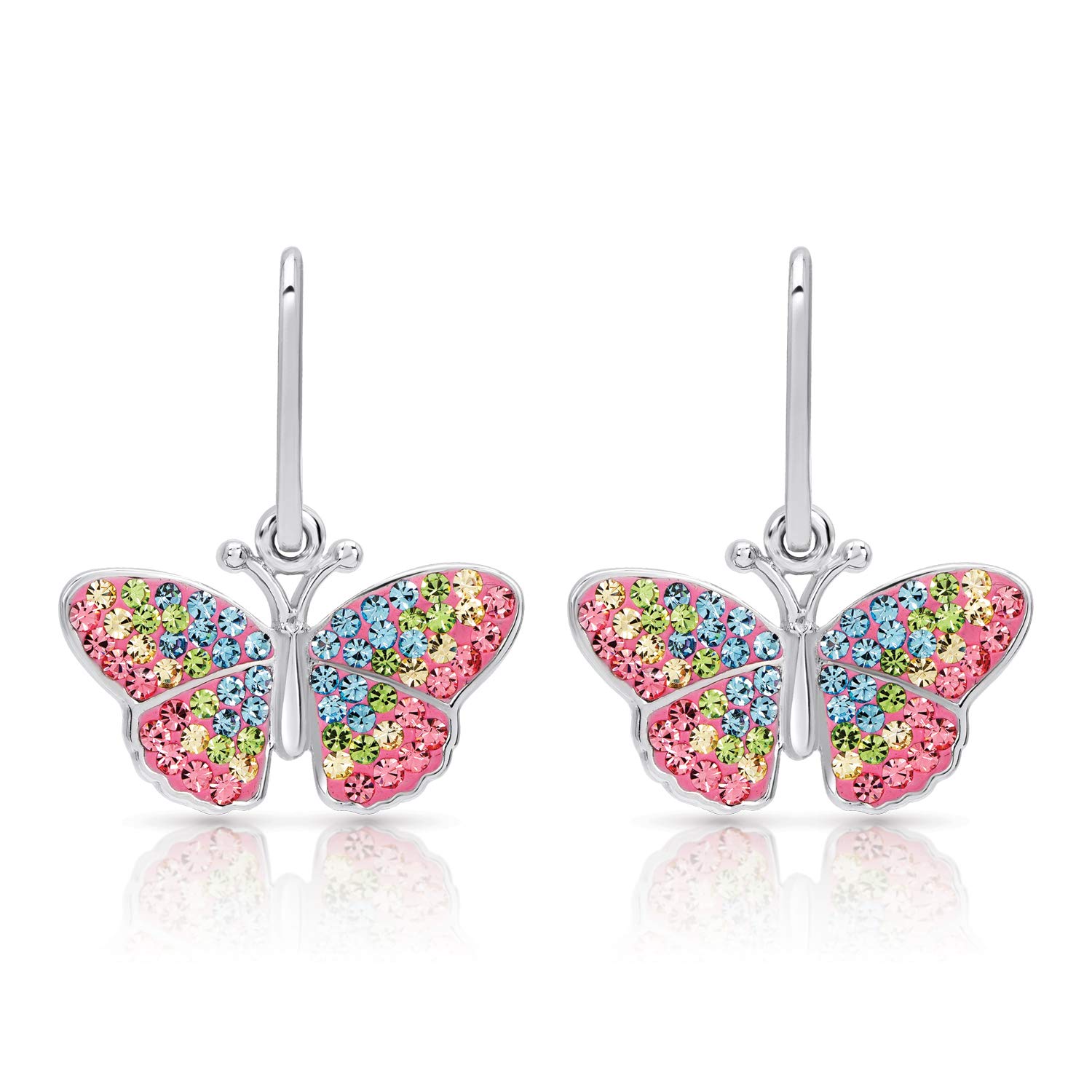 BLING BIJOUX JewelryBLING BIJOUX Rainbow Butterfly Crystal Pastel Butterfly Earrings for Christmas,Holiday Gifts for Girls and Women with Gift Box for a Special Moment of Love