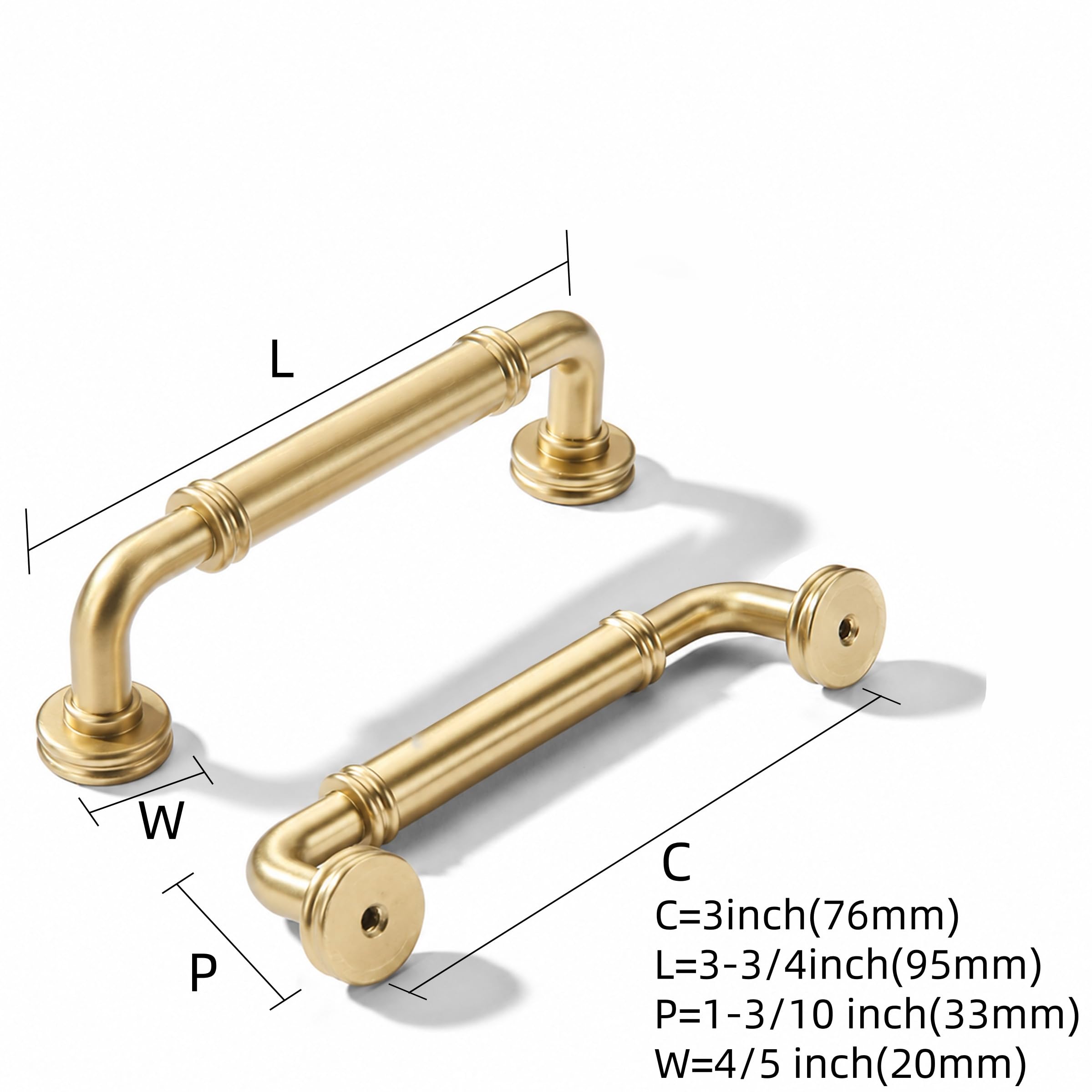 Brushed Gold Cabinet Pull - 80447, 3 in (76 mm) — KHTUMEWARE