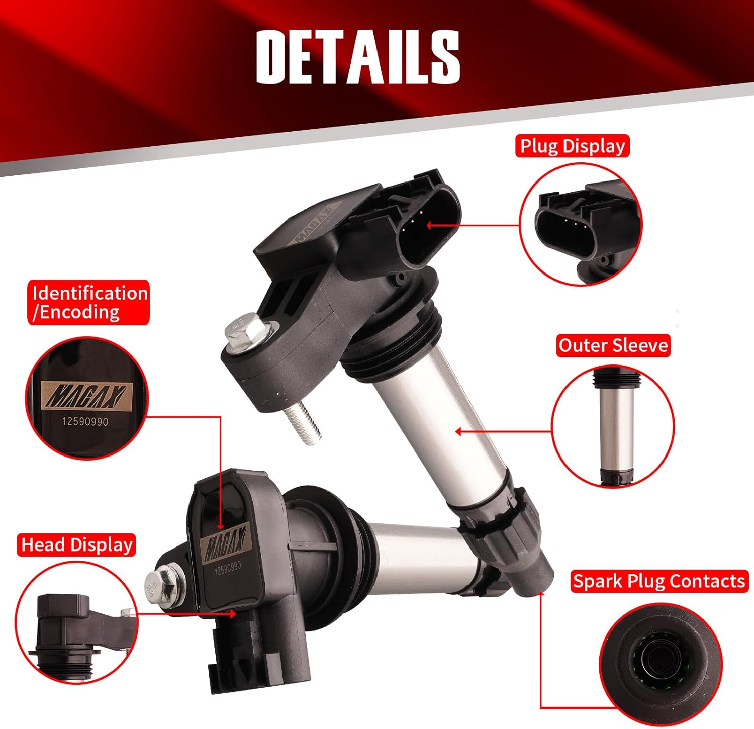 Set of 6 Ignition Coils UF569 C1555 Compatible with Buick Cadillac ATS CTS SRX XTS GMC - V6 3.0L 3.2L 3.6L Camaro Equinox Impala Terrain Saturn Saab