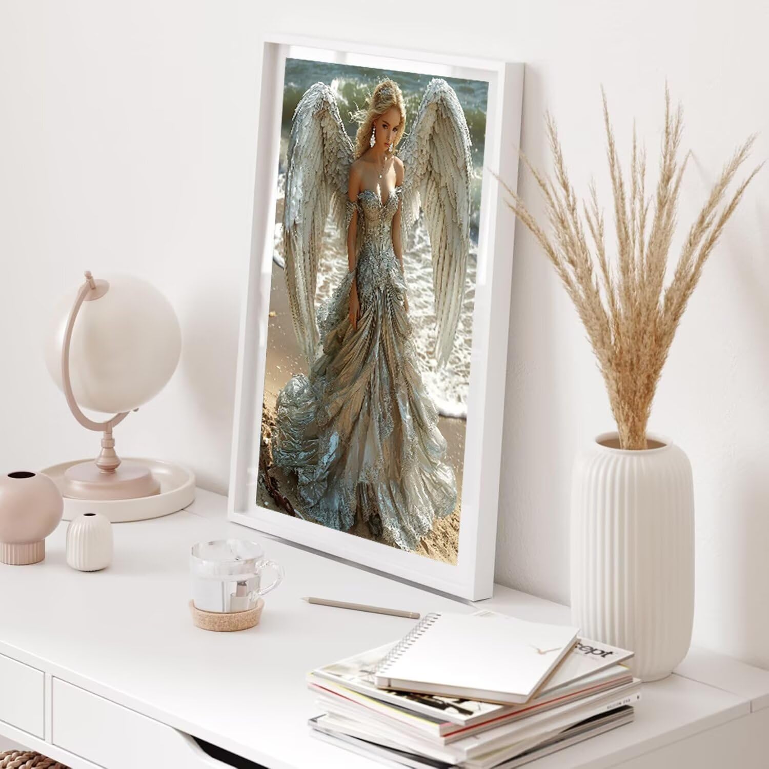Hyupuanj Zestaw do malowania diamentami 5D DIY Wave Angel, 91 x 122 cm h