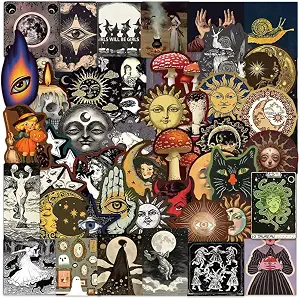 50pcs Mysterious Universe Vinyl Stickers Scrapbook, Self-Adhesive Waterproof Vinyl Sticker for Laptops, Aesthetic Decor Journal Stickers Planner Accessories for Luggage, Water Bottles