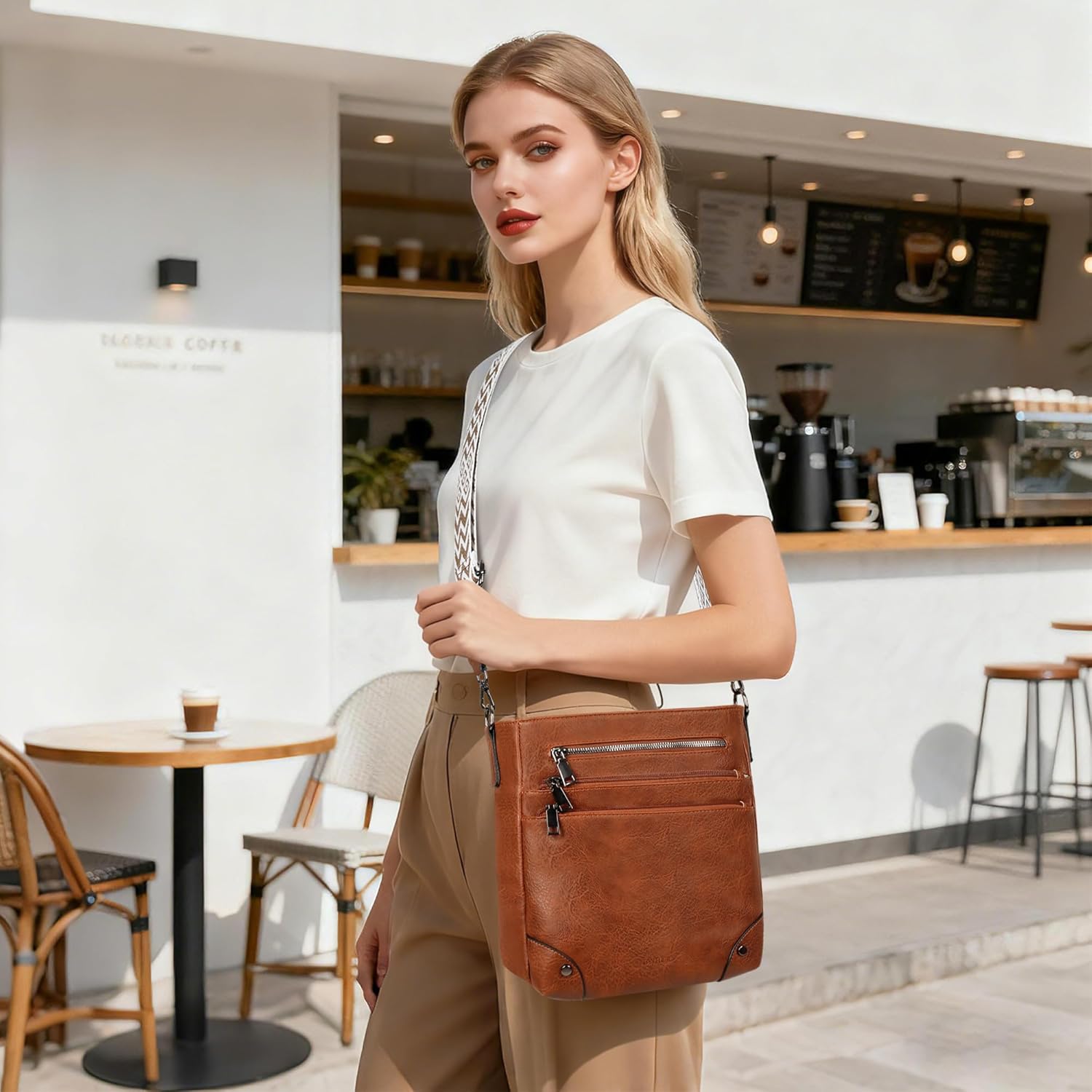 TANTOMI Crossbody Bag for Women,Shoulder Hobo Bag Multi Pocket Cross body Purse Vegan Leather Travel Adjustable Strap - Image 2