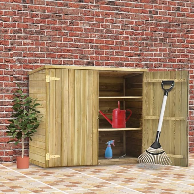 Festnight Garden Tool Shed, Includes 3 Supportive Shelves, Double Door