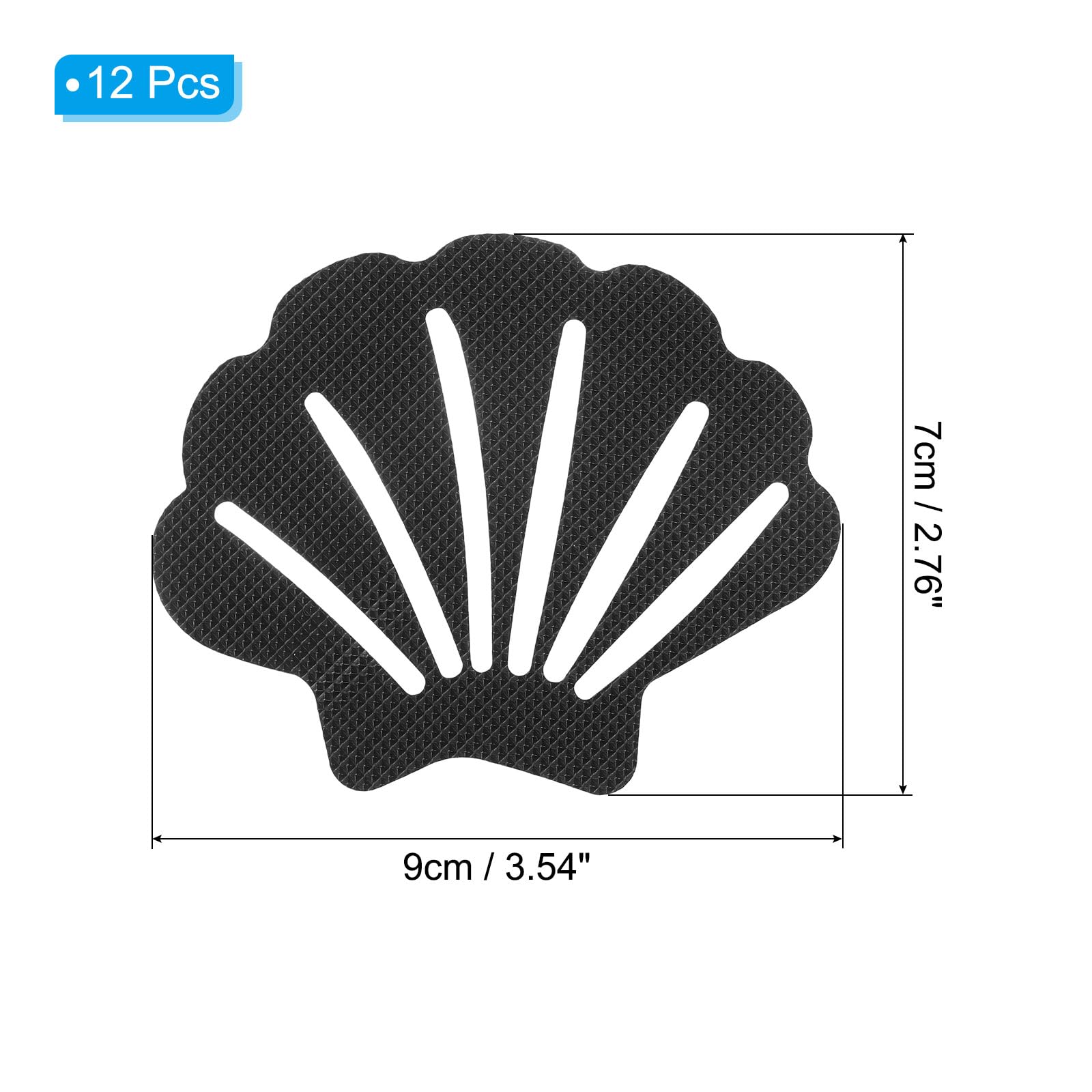PATIKIL 12Pcs Non Slip Bathtub Stickers, Anti Slip Shower Stickers Bathroom Shower Floor Decals Sea Shell Shape Cute Treads Tubs, Black - Image 2