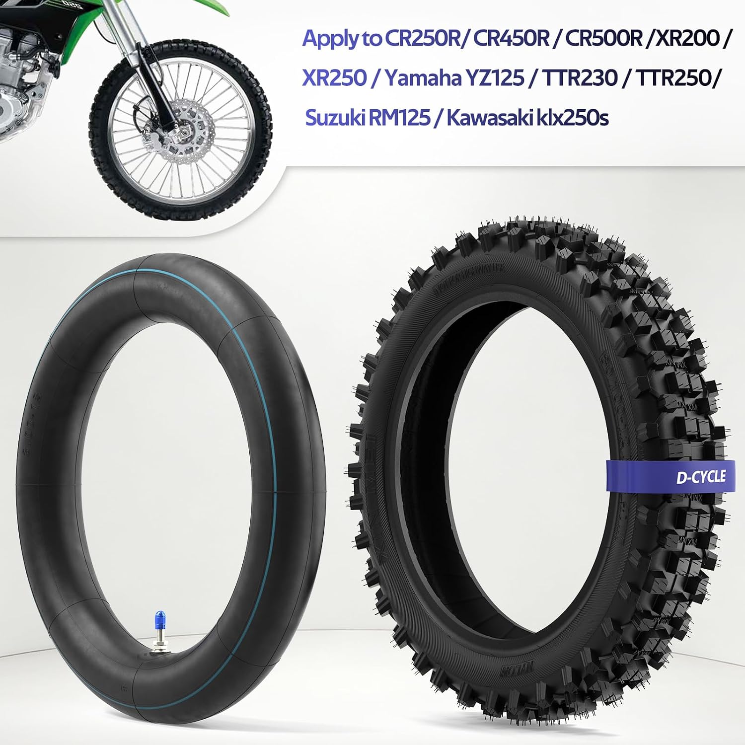 3.00-12 80/100-12 Rear Tire & Inner Tube for CRF70 XR70 KLX110 PW80 TTR90