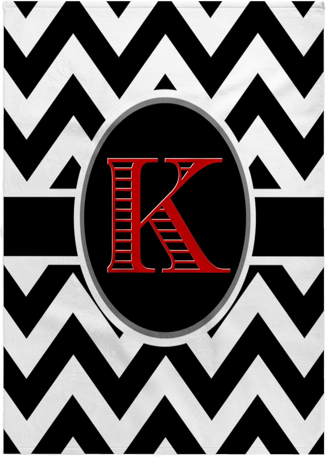 3dRose Black and White Chevron Monogram red Initial K 22x30 Bath Hand Pool Towel