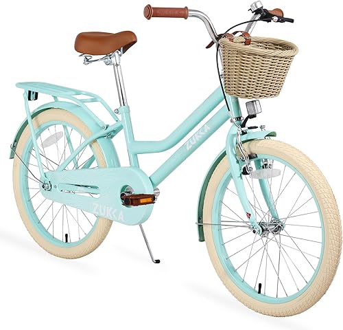 ZUKKA Bicicleta para niños de 2024 pulgadas con cesta de una sola velocidad, freno delantero en V y freno trasero para niños mayores de 7 años,
