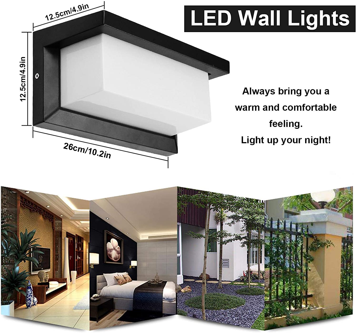 18W LED Wandleuchte Außen mit Bewegungsmelder Modern 3000K Warmweiß Lampe IP65 Wasserdichte Aluminium Außenlampe Aussenleuchte für Garten Veranda Terrasse Garage Badezimmer Wandlicht Deko