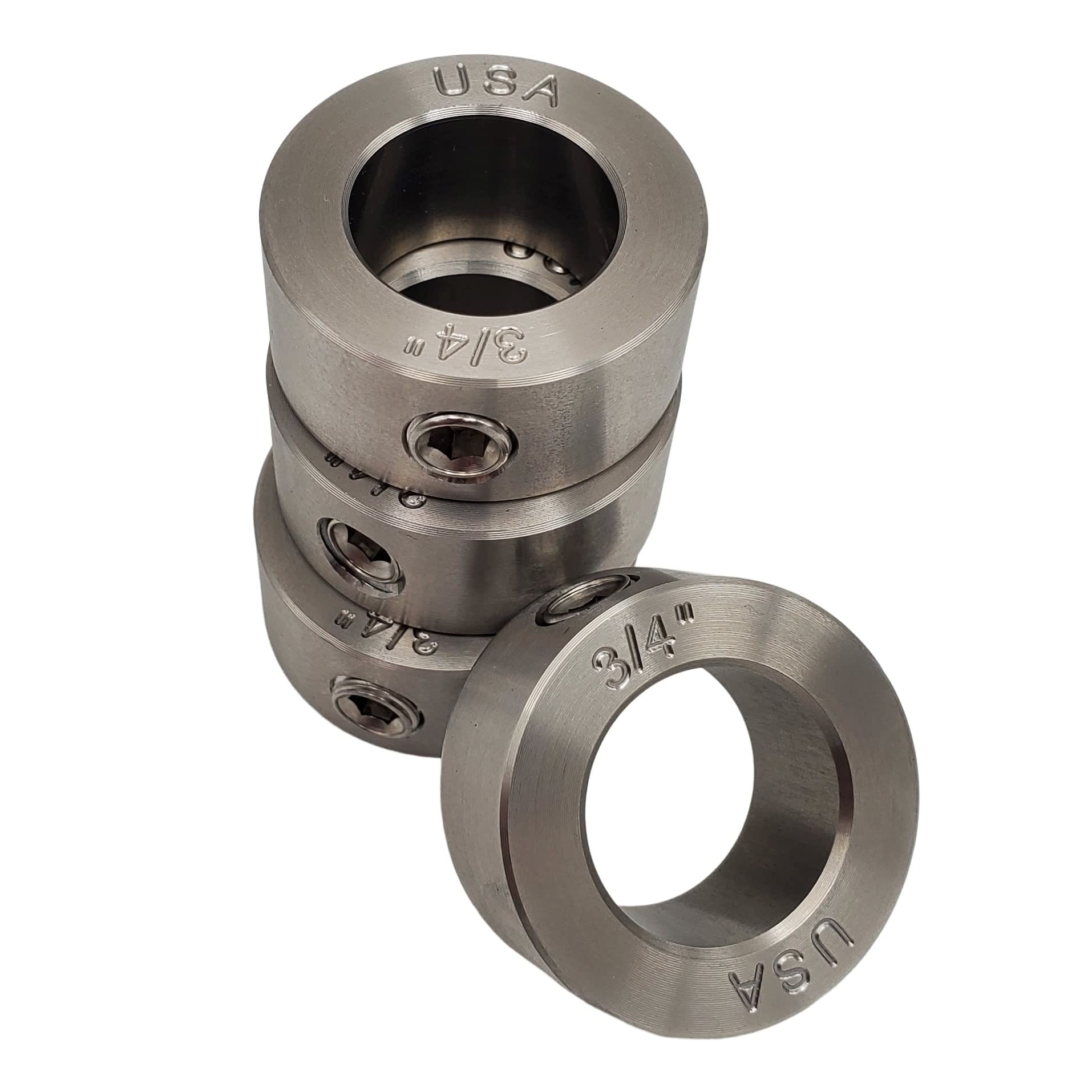 Diámetro del orificio de 0.75 pulgadas - Juego de collar del eje del tornillo - Acero inoxidable 303 (paquete de 4)