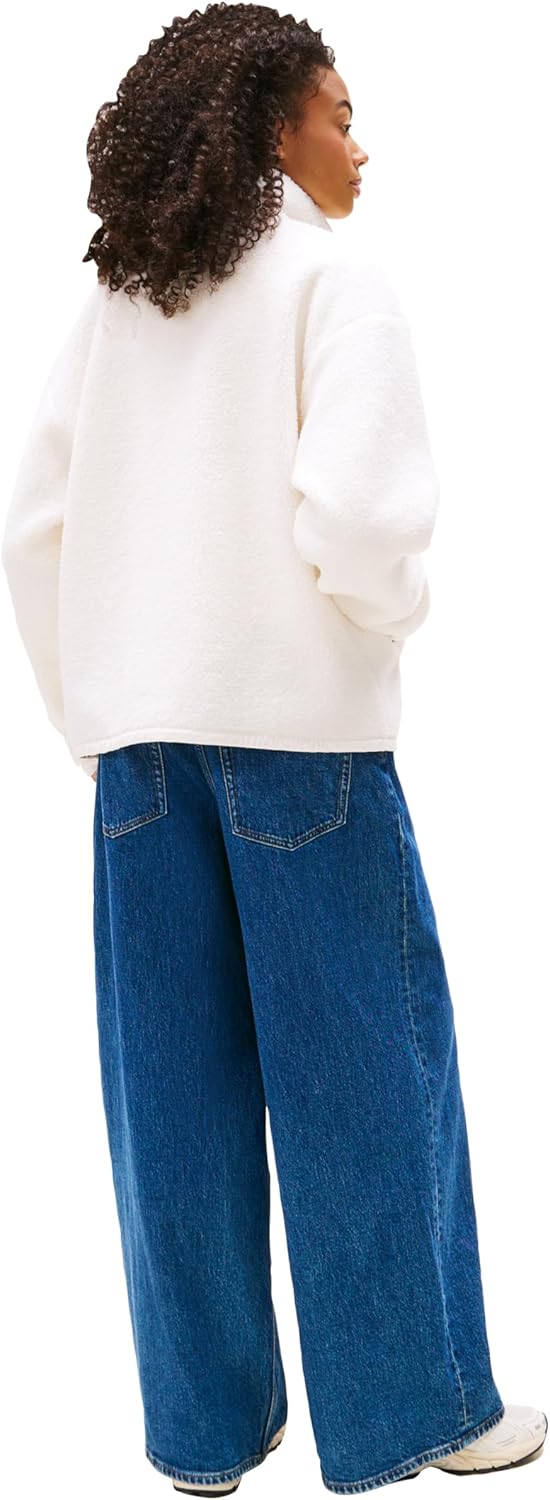 Tommy Jeans Women's Lightweight Zip Through Teddy Jacket With Badge Logo