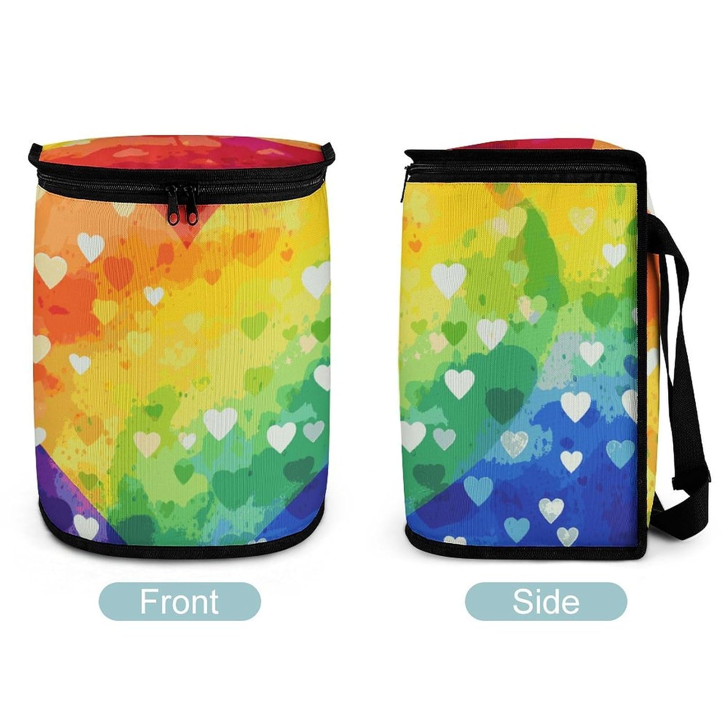 Colorful Rainbow Love Heart Car Trash Can with Lid Large Capacity Hanging Auto Trash Bin Leak-Proof Waterproof Trash Bin Cars Must Haves Interior Accessories image 4