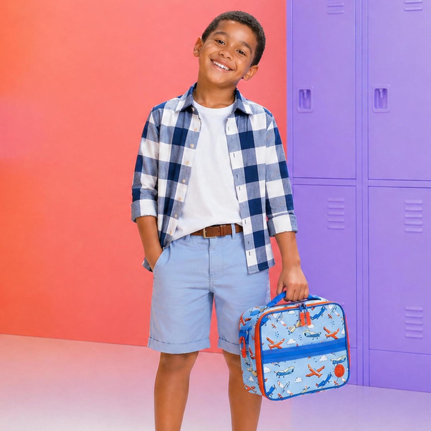 Kids Insulated Lunch Bag for School – Reusable Box for Toddlers, Girls & Boys | Durable, Easy-Clean, Water-Resistant Tote with Shoulder Strap, Pocket & Cute Prints (Soaring Skies) image 4