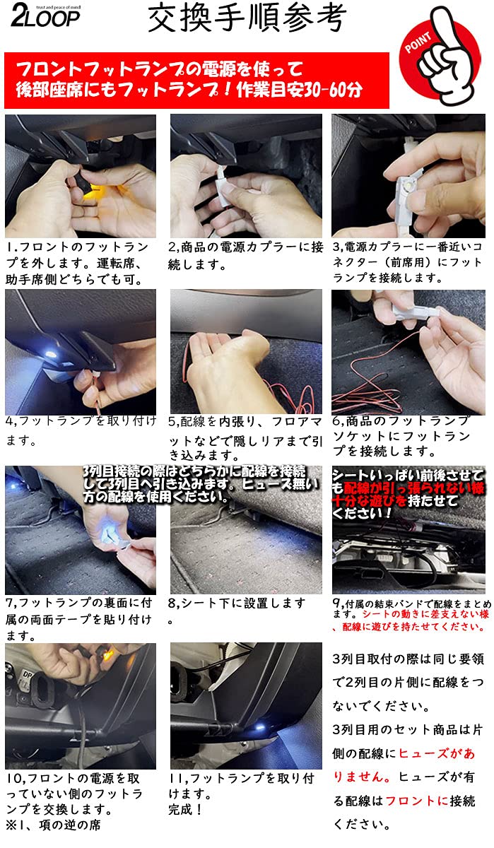 Amazon | 2LOOP(ツーループ) フットランプ4点付属 増設キット ヒューズ
