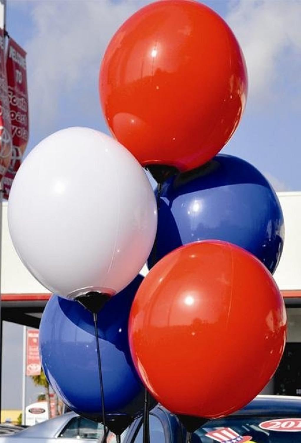 BALLOONS ONLY Reusable Balloon Cluster 5 Replacement Balloons 2 Red, 2 Blue, 1 White BALLOONS ONLY