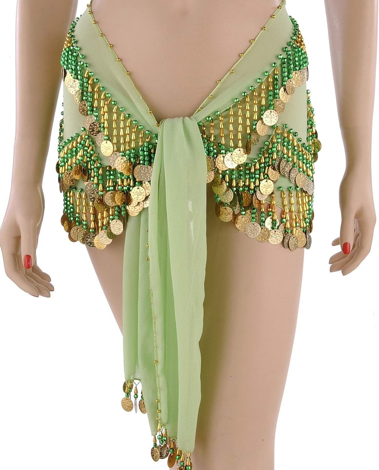 Belly Dance Chiffon Colorful Bead & Coin Hip Scarf | Dynamite Dunes