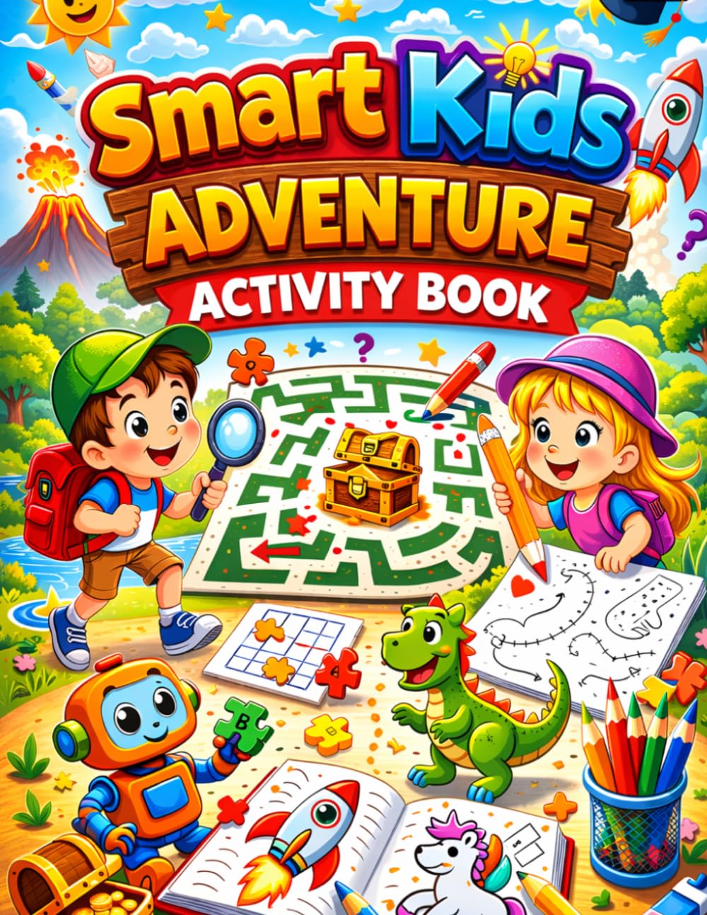 Smart Kids Adventure Activity Book: A Fun Collection of Mazes, Tracing, Puzzles & Coloring Pages for Ages 4–8