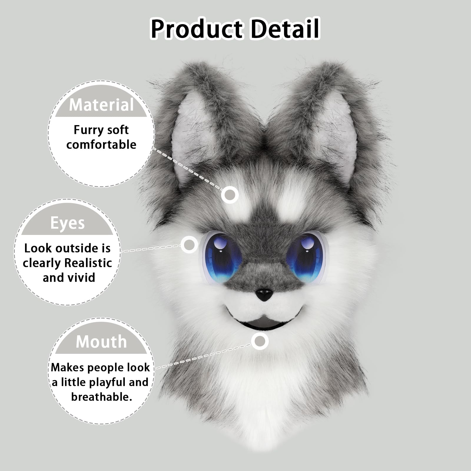 Tier Vollkopf Hund Maske Fursuit Therian Plüsch Realistische Masken für Party Halloween Cosplay Kostüm Accessoire