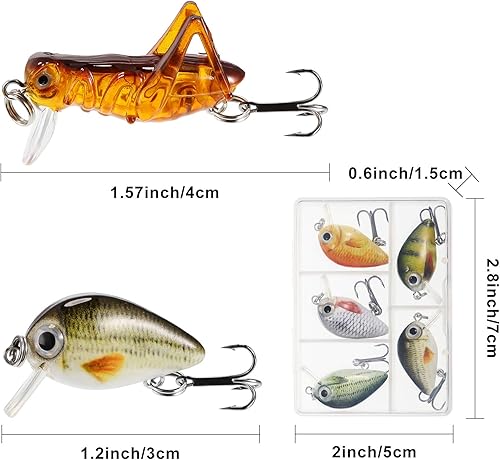 Miniatura 2 de Skylety 10 mini señuelos de pesca micro pesca cebos duros crankbaits panfish señuelos cebos de agua superior para agua dulce y salada, trucha, perca