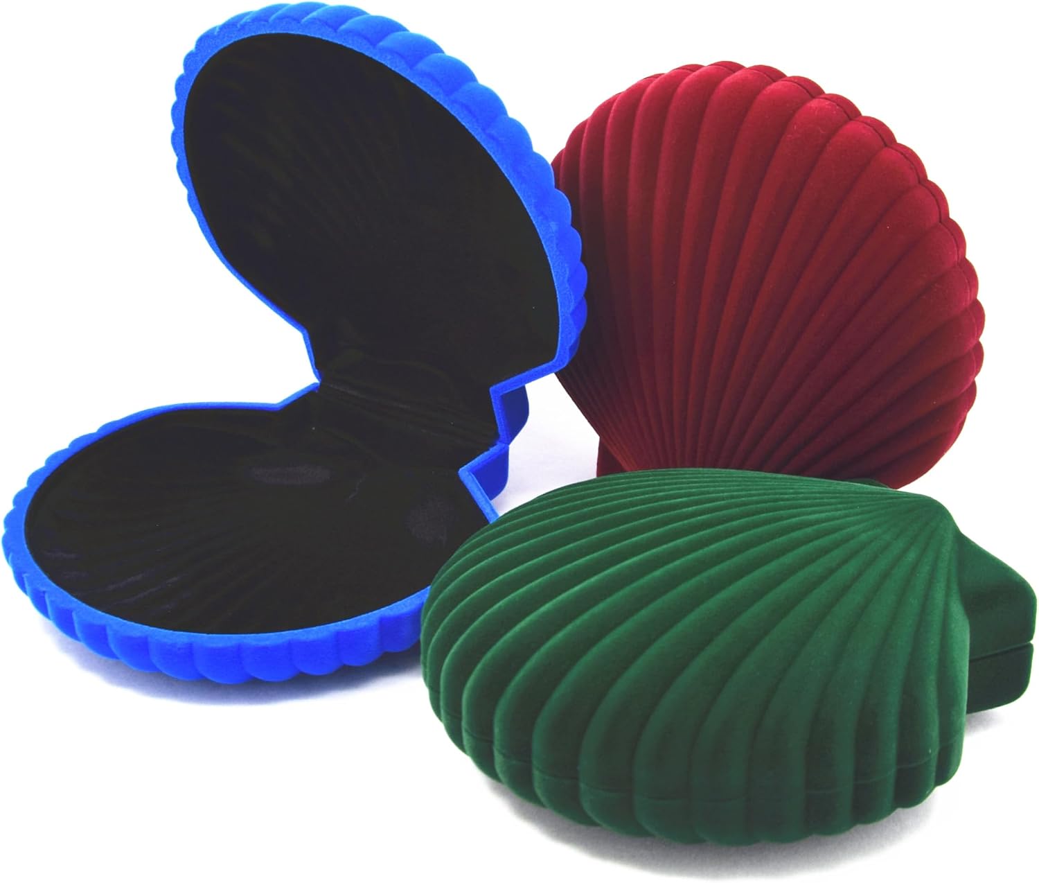 Large Velvet Seashell Jewelry Box - Premium Multi-Functional Storage Case for Rings & Earrings, Soft Velvet Texture with Scratch-Proof Lining, Stylish Surprise Gift for Jewelry Lovers