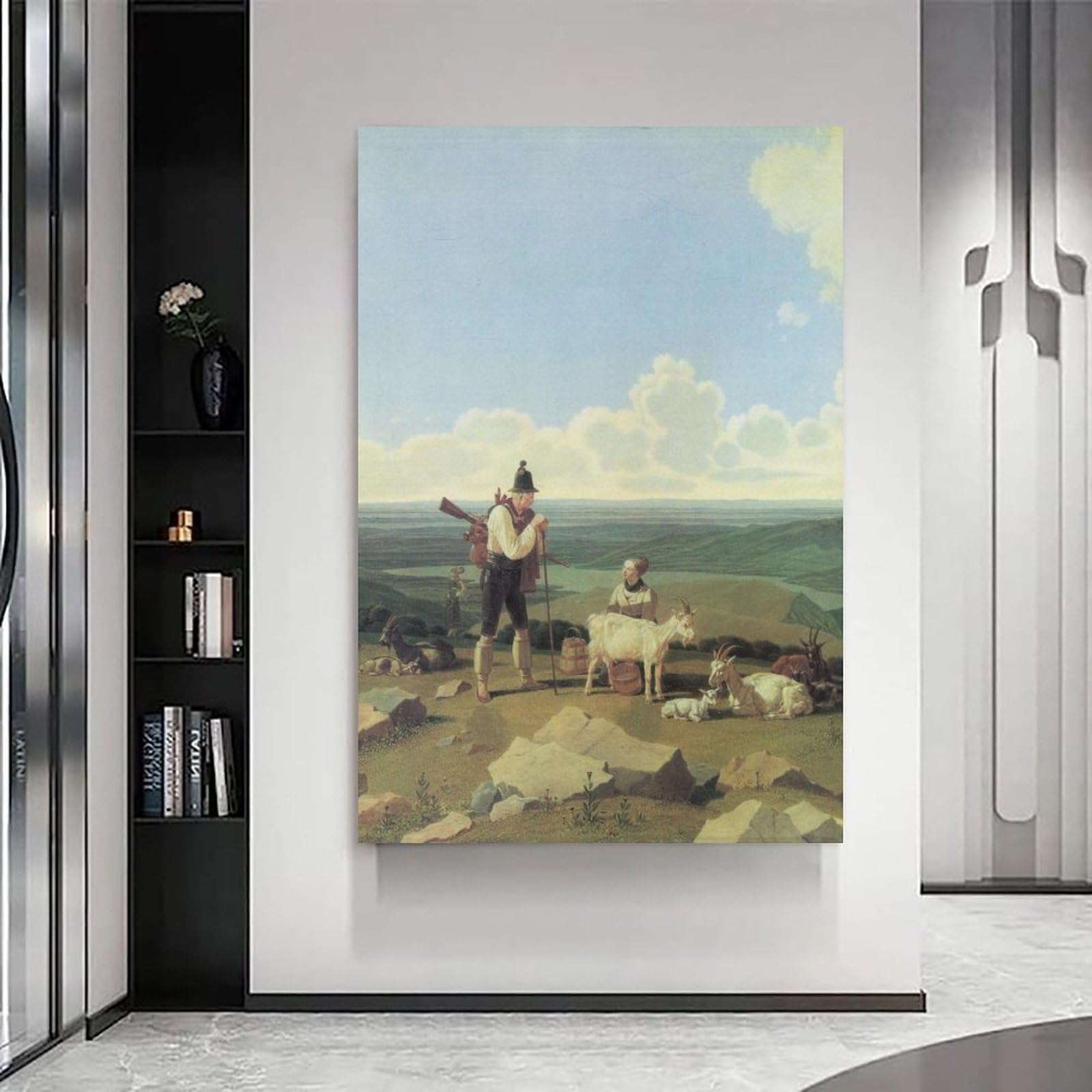 generisch The Chamois Hunter by Wilhelm Von Kobell Impresiones en Lienzo Modernas, Cuadros Decorativos Para Habitación de Niños o Niñas, Murales Para Salón Y Pinturas Con Motivos Festivos 45 x 45 cm