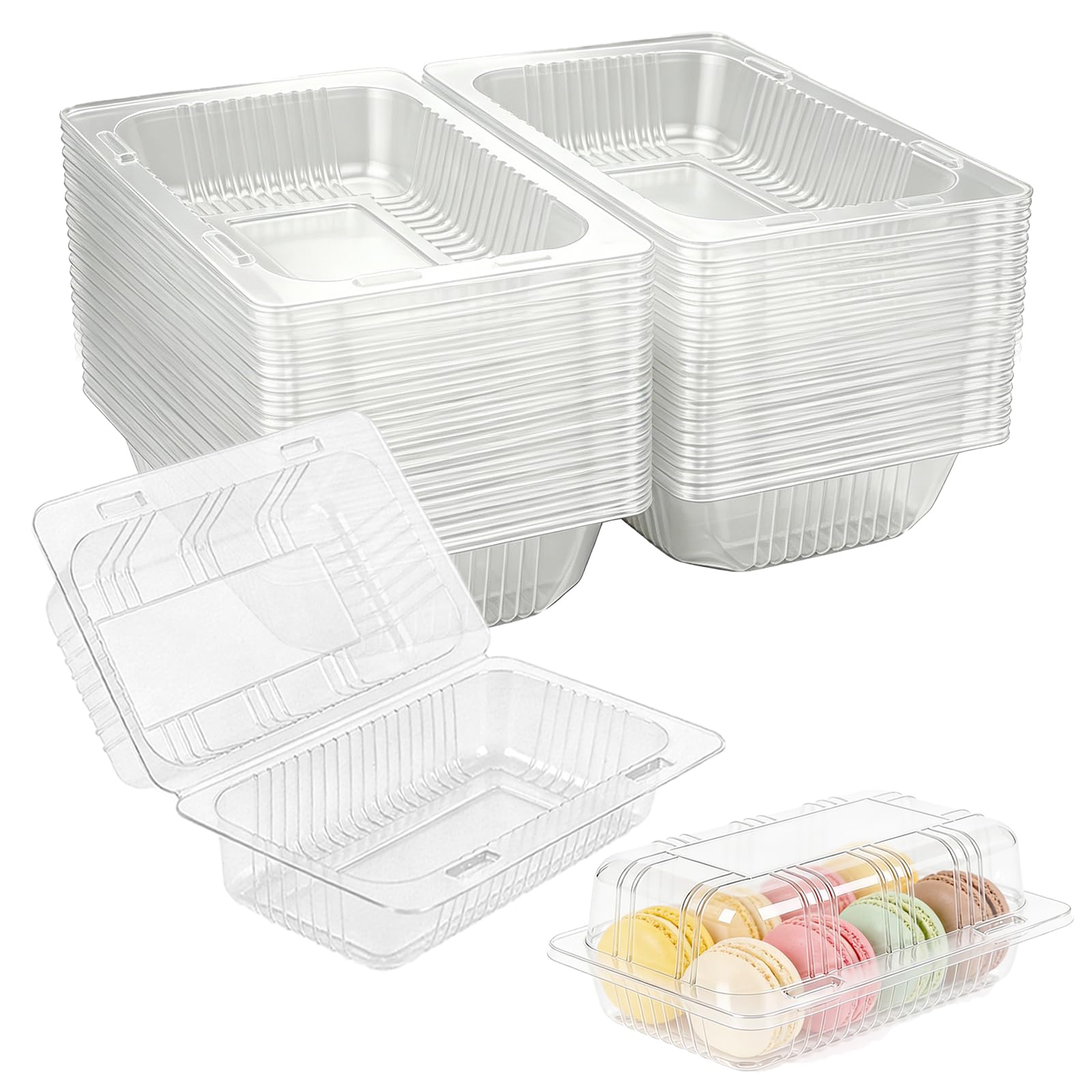 Wrbugukeji Transparent 100 Pcs Cake Slice Boxes, Individual Dessert Container, Plastic Cake Boxes Square Cake Slice Containers With Lid For Cake Portions Bread Hamburger Sandwiches Dessert