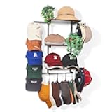 Keebofly Hat Rack for Wall with Shelf, Hat Holder Organizer for 100+ Caps Bennies,Hat Storage with Perfumes & Cosmetics Display, Baseball Cap Organizer & Beanie Holder for Closet, Entryway, Bedroom