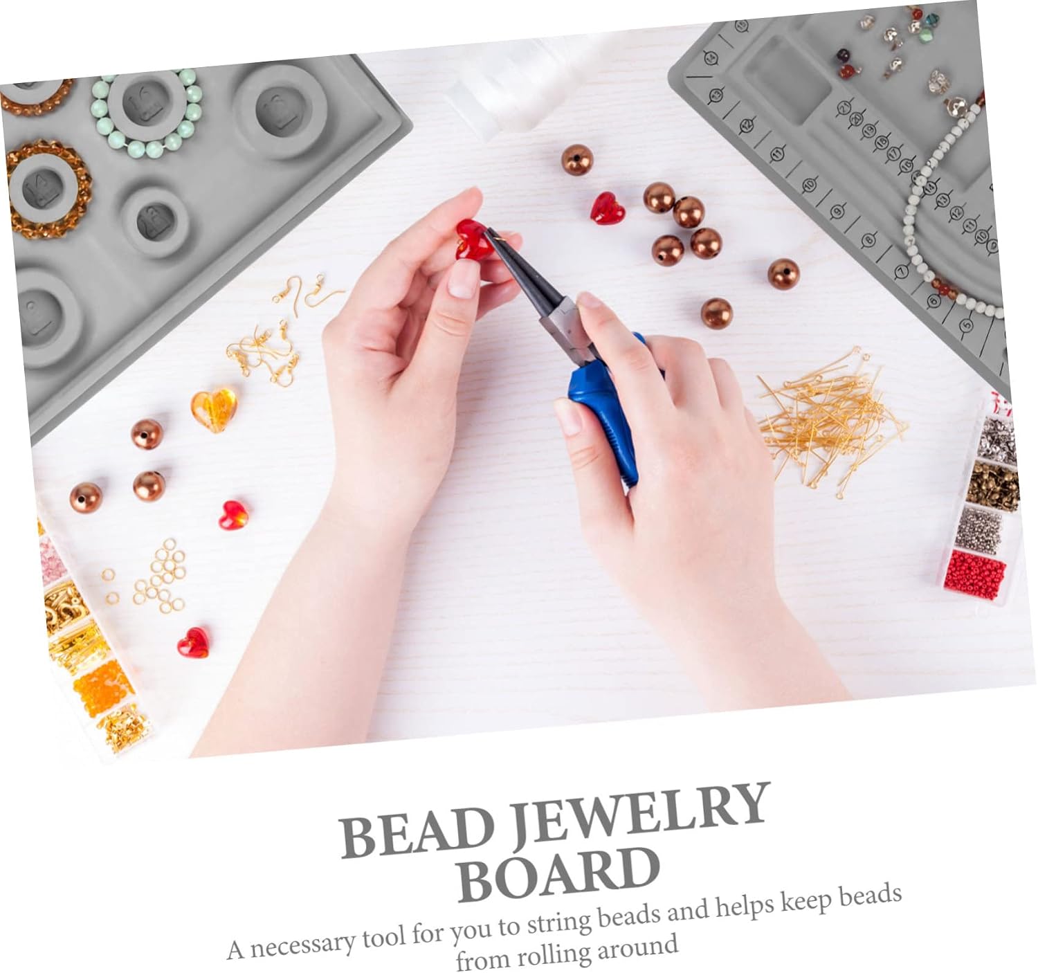 HAKIDZEL 4pcs Jewelry Making Bead Design Boards for Necklace Bracelet Crafting Non Slip Jewelry Trays with Measurement Guides Practical DIY Bead Stringing Tool