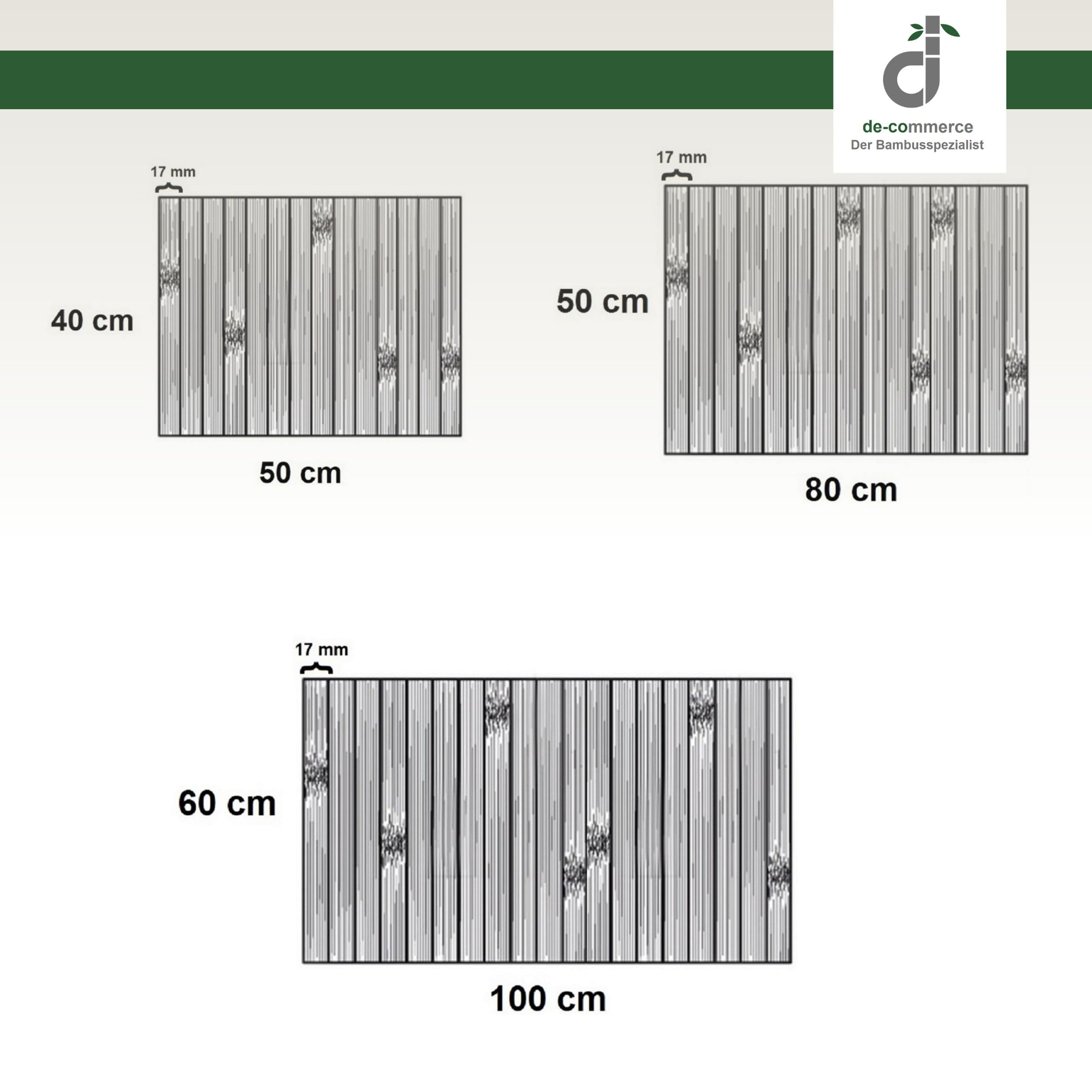 DE-COmmerce Tapis de Bain en Bambou Lines, Lot de 3, Tapis de Salle de Bain, Tapis en Bois, Tapis en Bambou, Salle de Bain, antidérapant, Couleur : Pure
