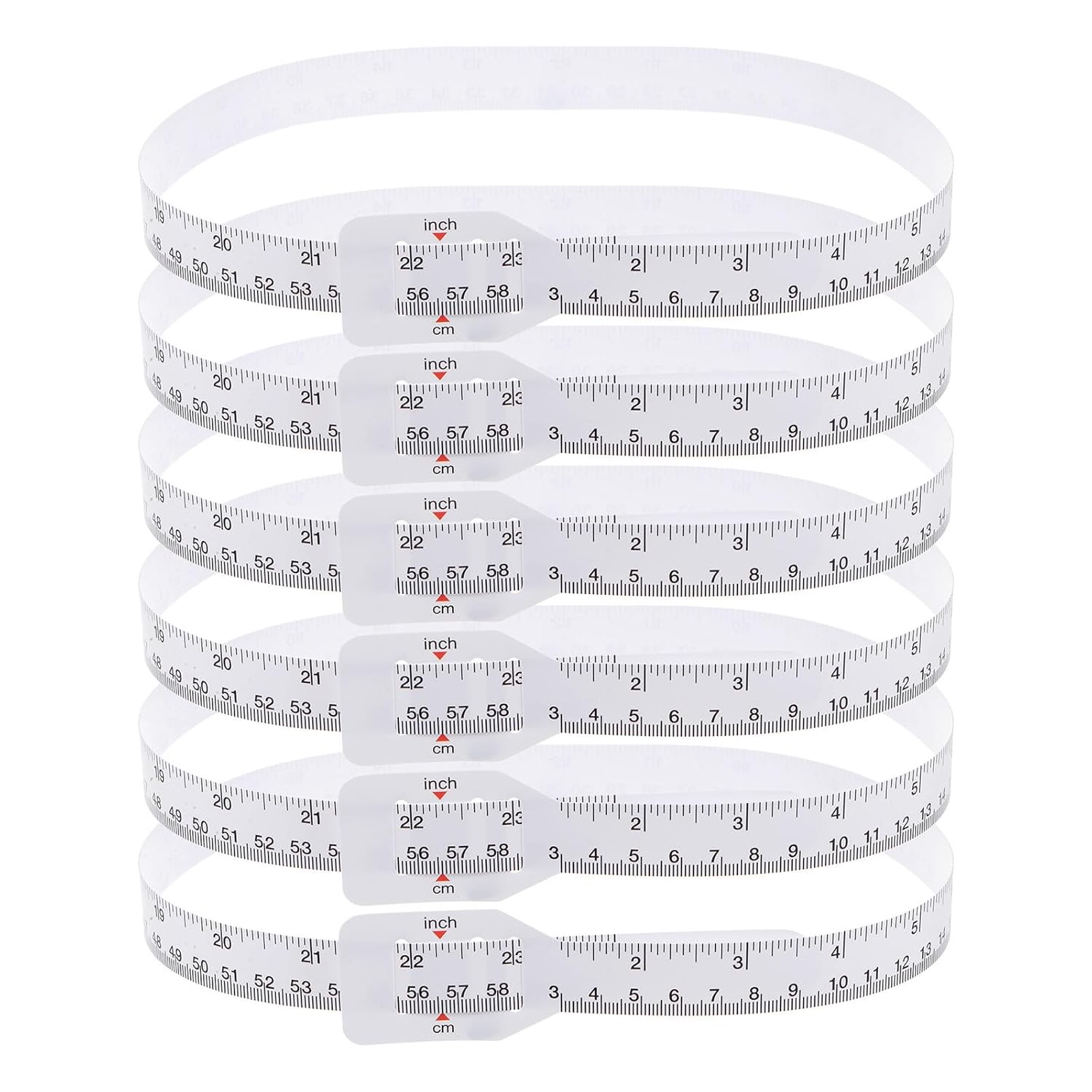 HARFINGTON 6Pcs Head Circumference Tape 24"(60cm) Flat Plastic Measuring Rule Measure for Child Head Arm Circumference, White