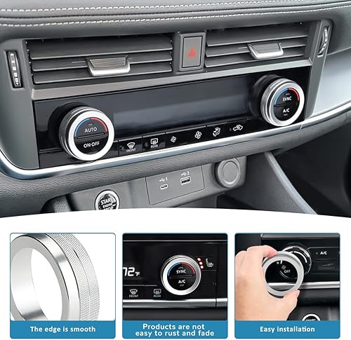 Miniatura 4 de auovo Perillas de Aire Acondicionado Cubiertas de Perillas de AC Compatibles con Accesorios Nissan Rogue 2021 2022 2023 Decoraciones de Moldura