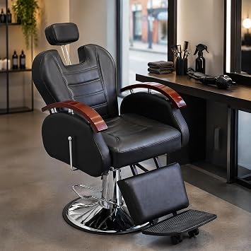BSTSEL Heavy Duty Hydraulic Barber Chair Reclining Hairdressing Chairs for Hair Stylist with Headrest/Footrest, 360 Degree Swivel for Beauty Salon Barber Shop Tattoo PU Leather Office Chair