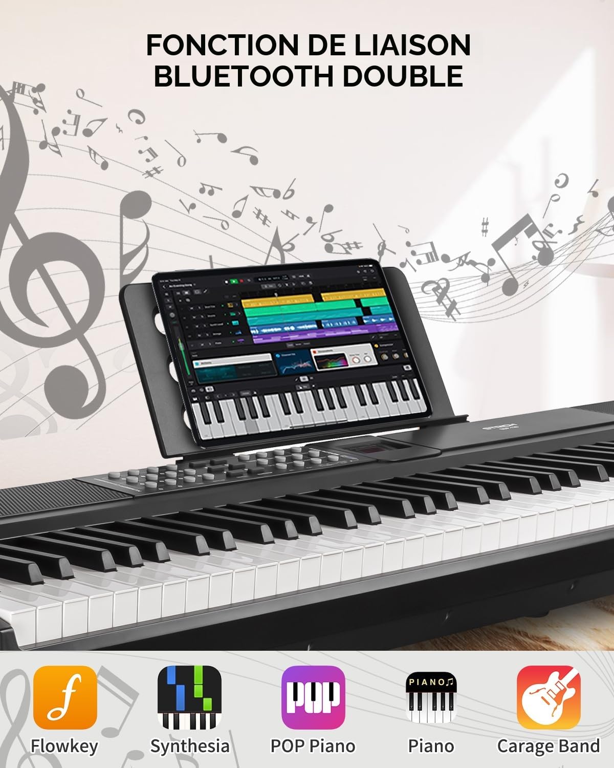 STRICH Piano électrique 88 touches lesté avec pédale de soutien, piano numérique à mécanisme martelé, 2 haut-parleurs intégrés de 15 W, piano électrique complet avec connexion USB MIDI/sans fil, SDP