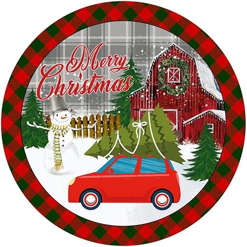 50 calcomanías redondas de 15 pulgadas color verde y rojo a cuadros para invierno para envolver botellas laptop decoraciones navideñas