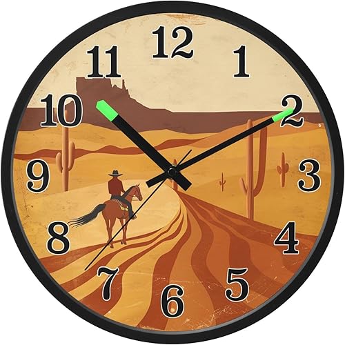 Battery Operated Silent Non-Ticking Clock Luminous Voice-Activated Modern Clocks Desert Men Horse Retro 12 Inch for Kitchen,Bathroom Home Office
