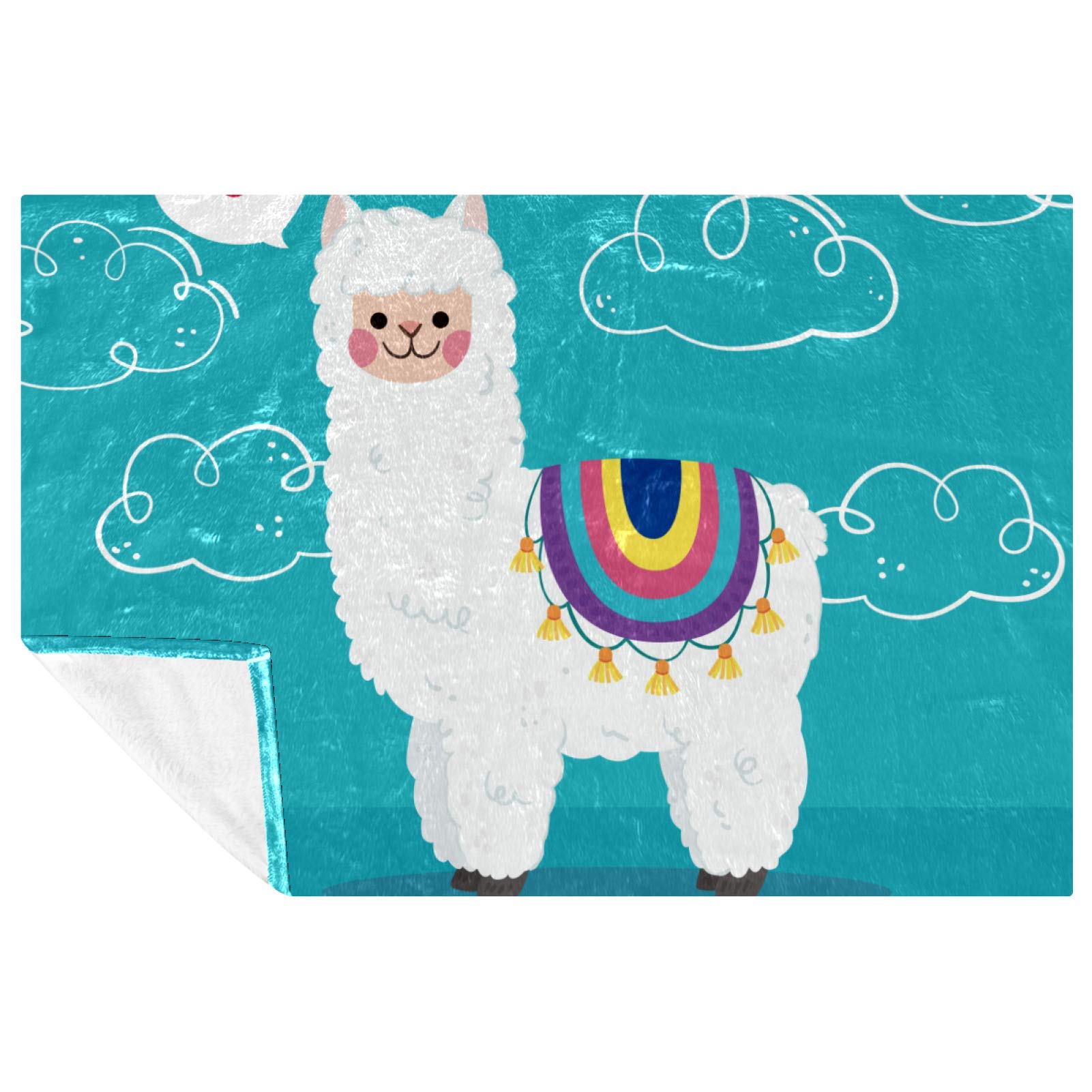 Couverture douce alpaga imprimé nuages | Plaid chaud pour lit canapé camping plage