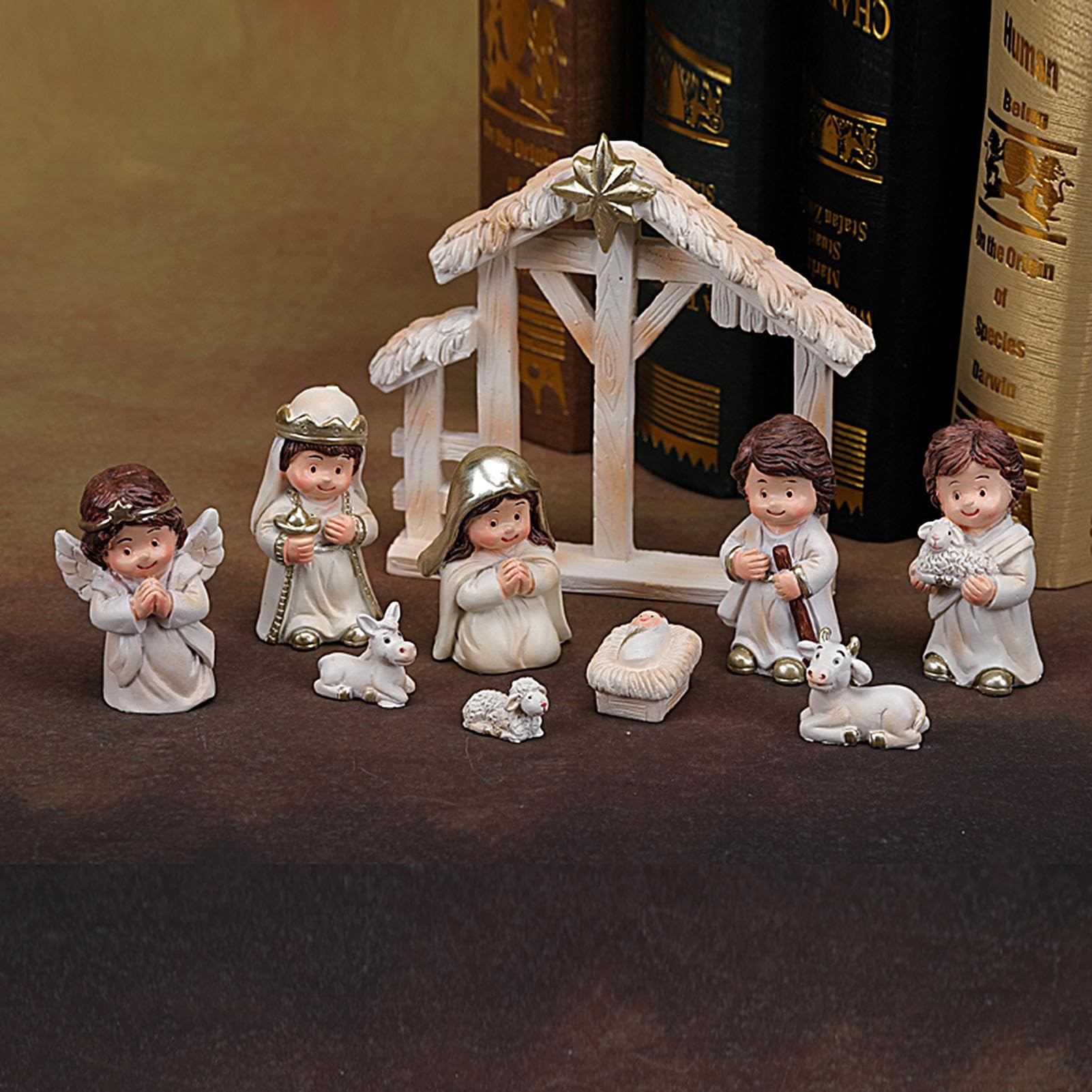 Set di 12 statuette della famiglia sacra in resina, Gesù