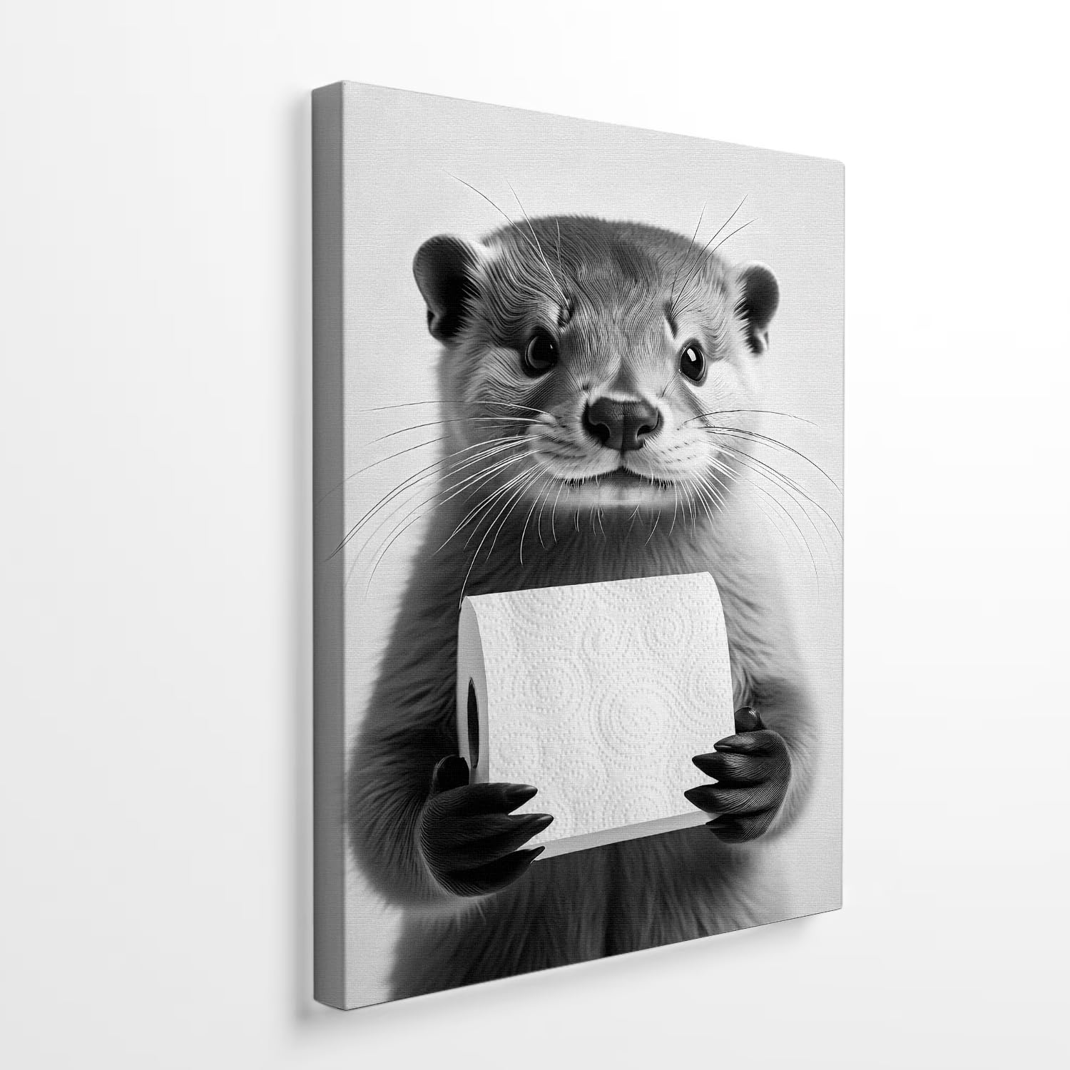 DIHSIEG Funny Otter Bathroom Wall Art Toilet Humor Canvas Print 12x16 Inch | Unframed Modern Decor for Powder Room, Above Toilet Decoration, Restroom Accent, Cute Animal Wall Hanging, Funny Gift Bear19 12"L x 16"W