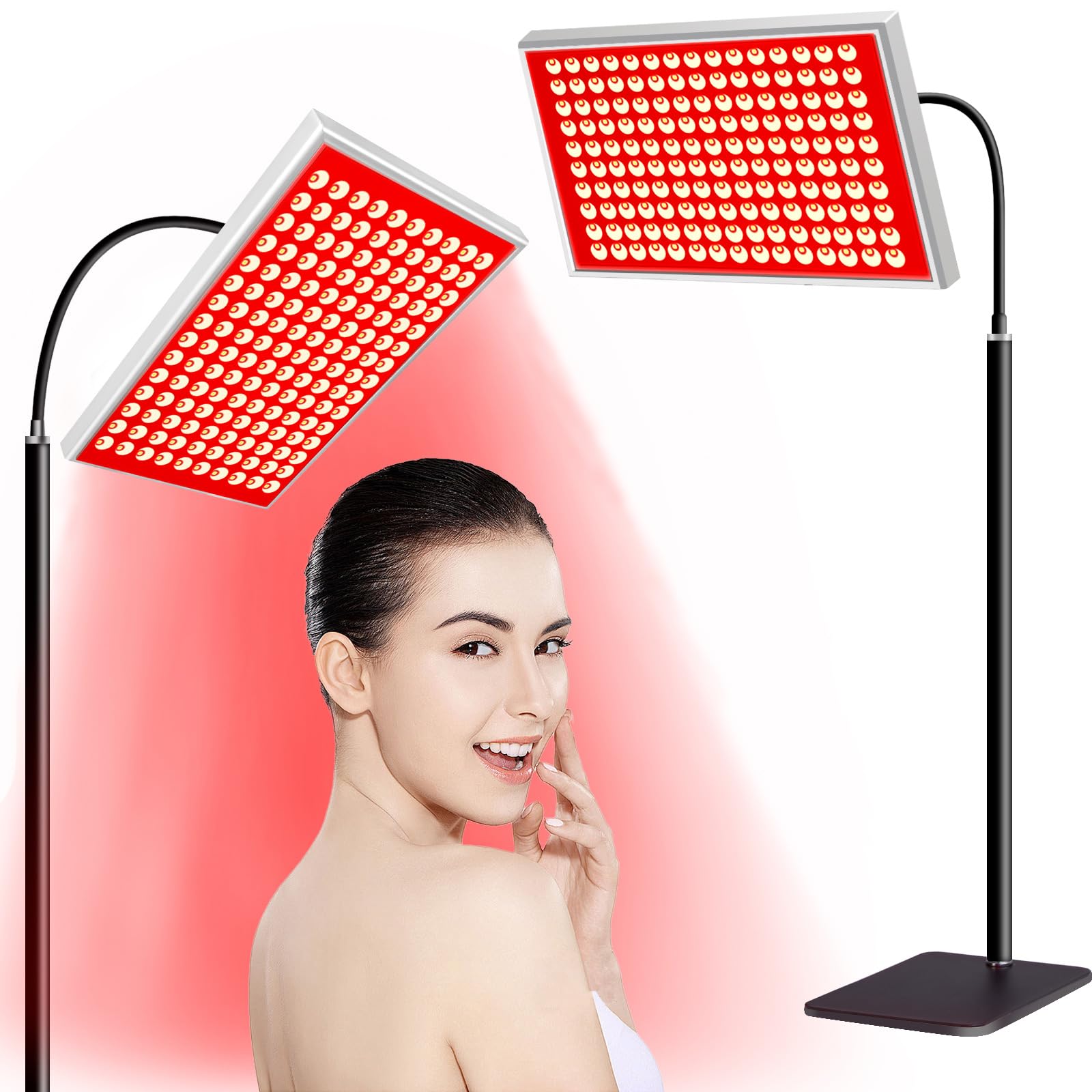 Red Light Therapy for Body and Face & Infrared Light Therapy Lamp - 150pcs 660nm Red + 150pcs 850nm Near-Infrared LED Panel with Adjustable Stand, Clinical Grade Home Skin and Muscle Support Device