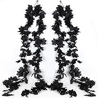 Vista 10 de RECUTMS Guirnalda de hojas negras, 2 unidades, 5.7 pies, Halloween, otoño, artificial, colgante, decoración de vid de otoño, arce para el hogar