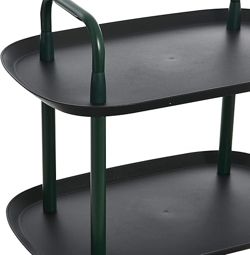 Vista 66 de Main + Mesa Carrito moderno de plástico y metal de 3 niveles, blanco y marrón