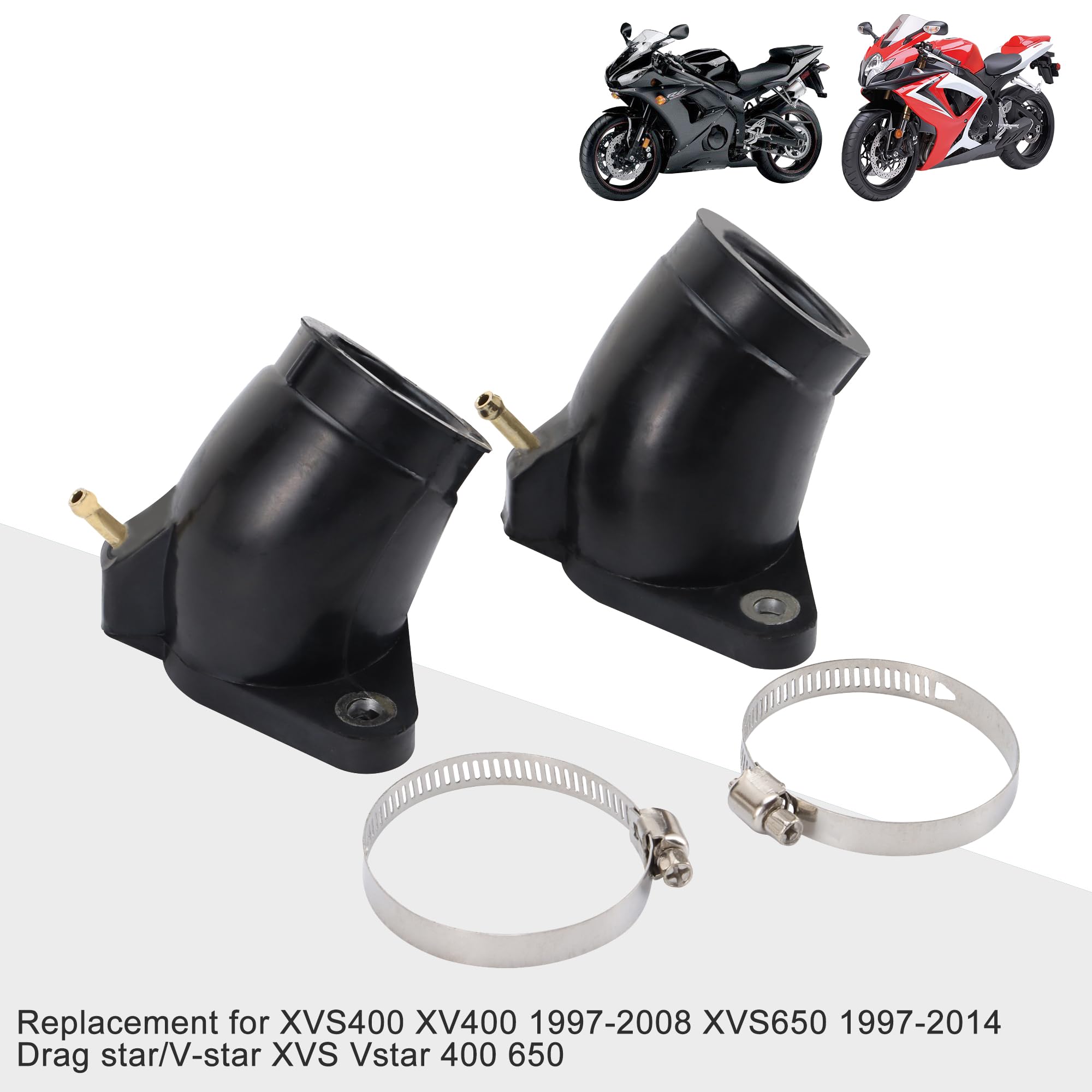 GOOFIT 30mm Ricambio del collettore di aspirazione del carburatore del motociclo per Xvs400 Xvs400 1997-2008 Xvs650 1997-2014 Drag star/V-star XVS Vstar 400 650