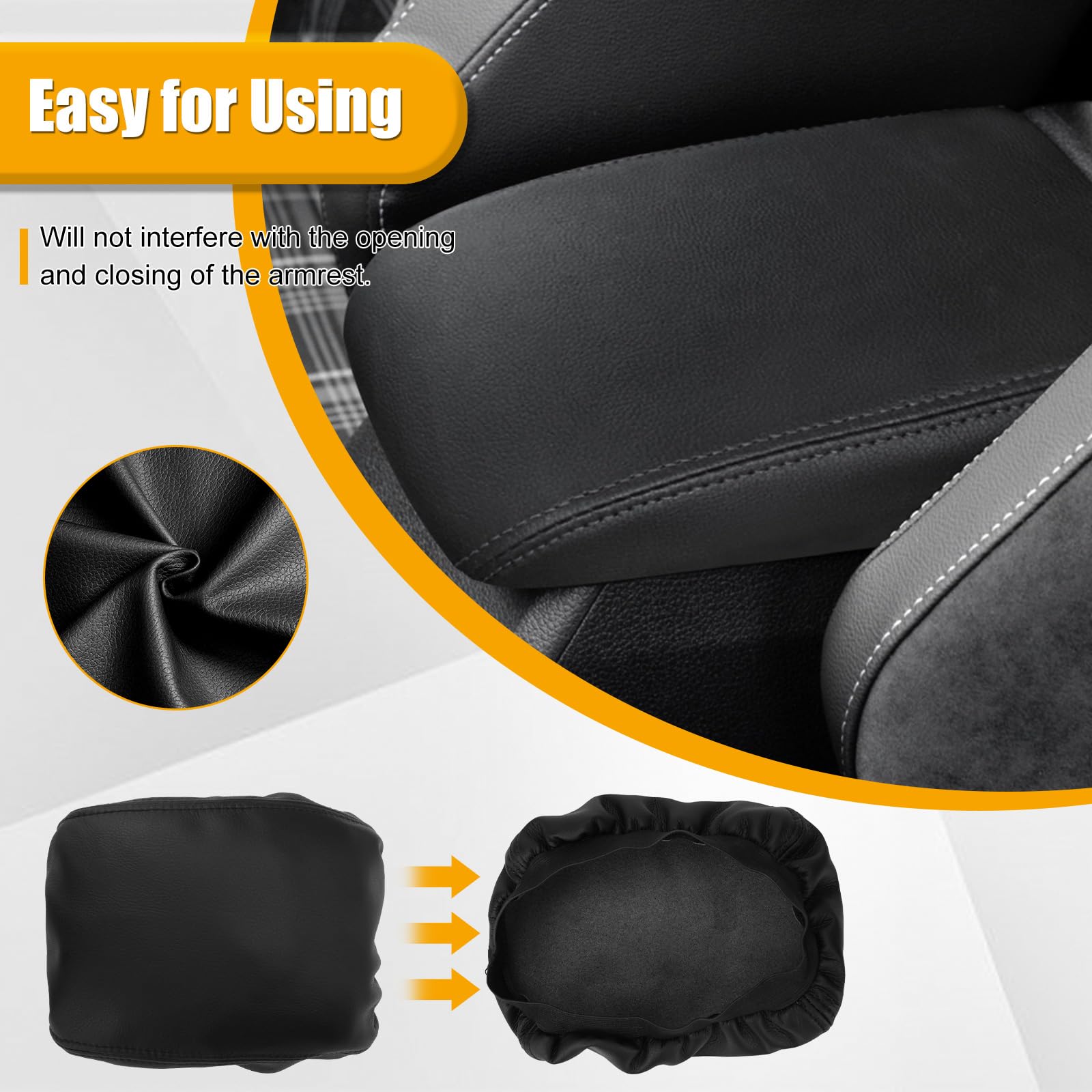 Funda Reposabrazos Coche Cubierta Protectora Compatible con VW Golf 7 MK7 2013-2020 Cojín de Apoyabrazos Consola Central Tapa Antiarañazos PU Microfibra Cuero Tapizado - Negro