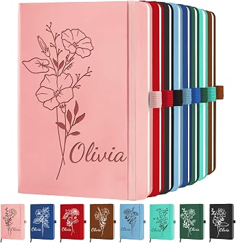 Personalized Notebook A5 Lined Leather Bound Journal for Writing Men Women Customizable Notebook with Name Logo Text Image Custom Bulk Executive Notebook, Daily Journal, Gift Idea for Birthday Office
