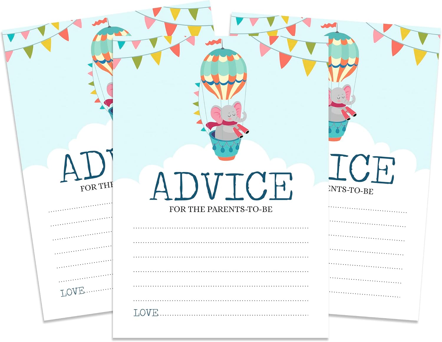 Wishes For Baby Cards For Baby Shower - Boy, Girl Baby Shower Party Collection, Animals Theme, Wishes For The Baby Cards, Activities Party Supplies - Pack Of 50