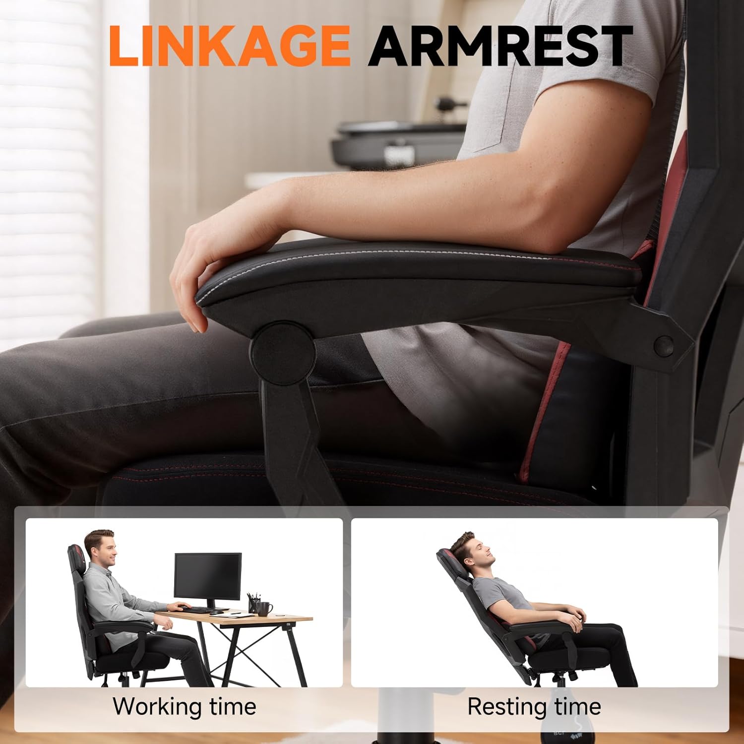 GTPLAYER Computer Chair with Adjustable Footrest, Ergonomic Gaming Chair with Headrest and Lumbar Support, Breathable Mesh Office Chair for Adults, High Back Reclining Desk Chair for Gaming and Office