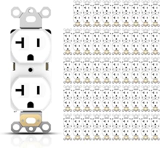 TOPELER 20Amp Duplex Receptacle Outlets, Heavy-Duty Electrical Wall Socket for Commercial and Residential, Non-Tamper Resistant Outlets, 2 Pole 3-Wire, Self-Grounding, UL Listed, White, 50 Pack